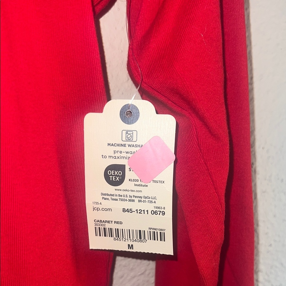 St. John's Bay Vibrant Red Long Sleeve Top - Picture 4 of 5